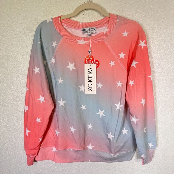 Wildfox Sommers Sweatshirt Womens XS Star Spangled Ombre Pastel Sweater NEW - Picture 1 of 9